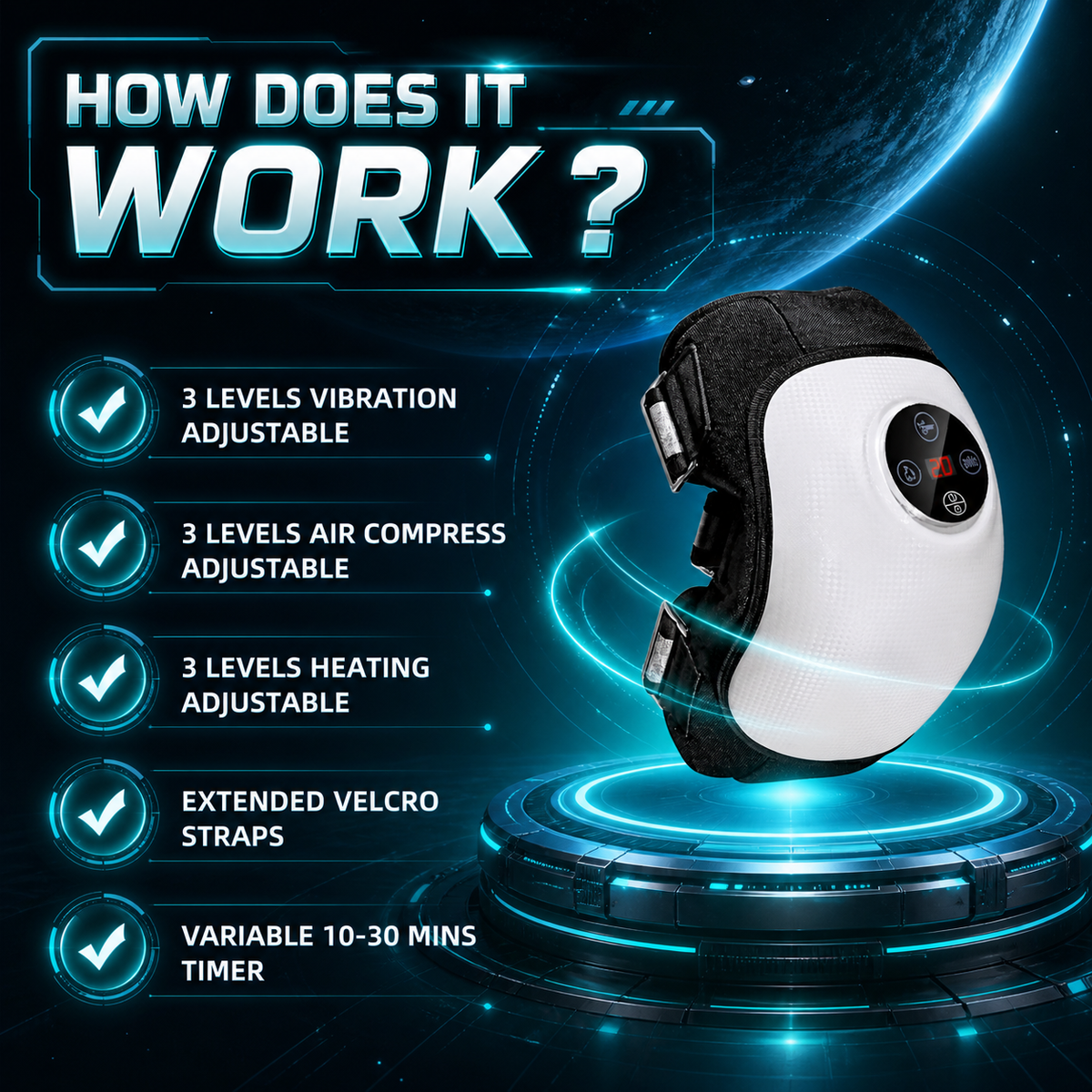 iKyoor Wireless Knee Massager for Comfort Support with Heat and Airbag Wave Compression