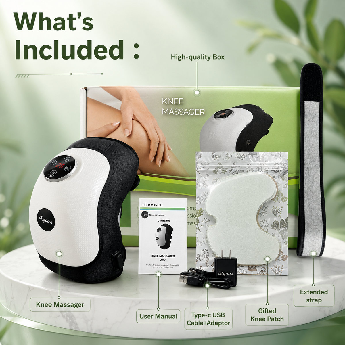 iKyoor Wireless Knee Massager for Comfort Support with Heat and Airbag Wave Compression