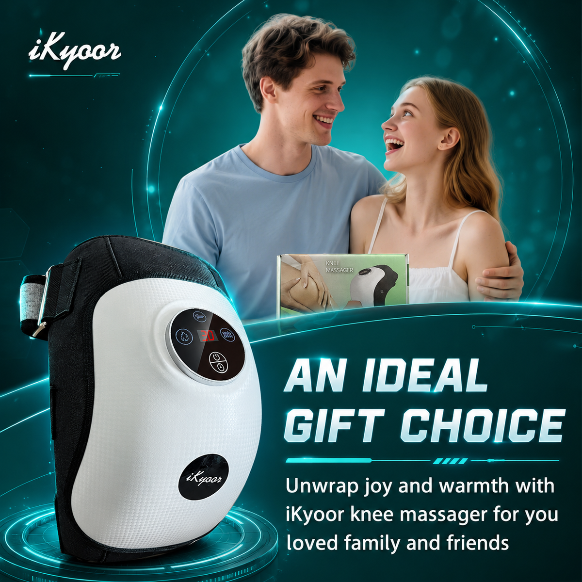 iKyoor Wireless Knee Massager for Comfort Support with Heat and Airbag Wave Compression