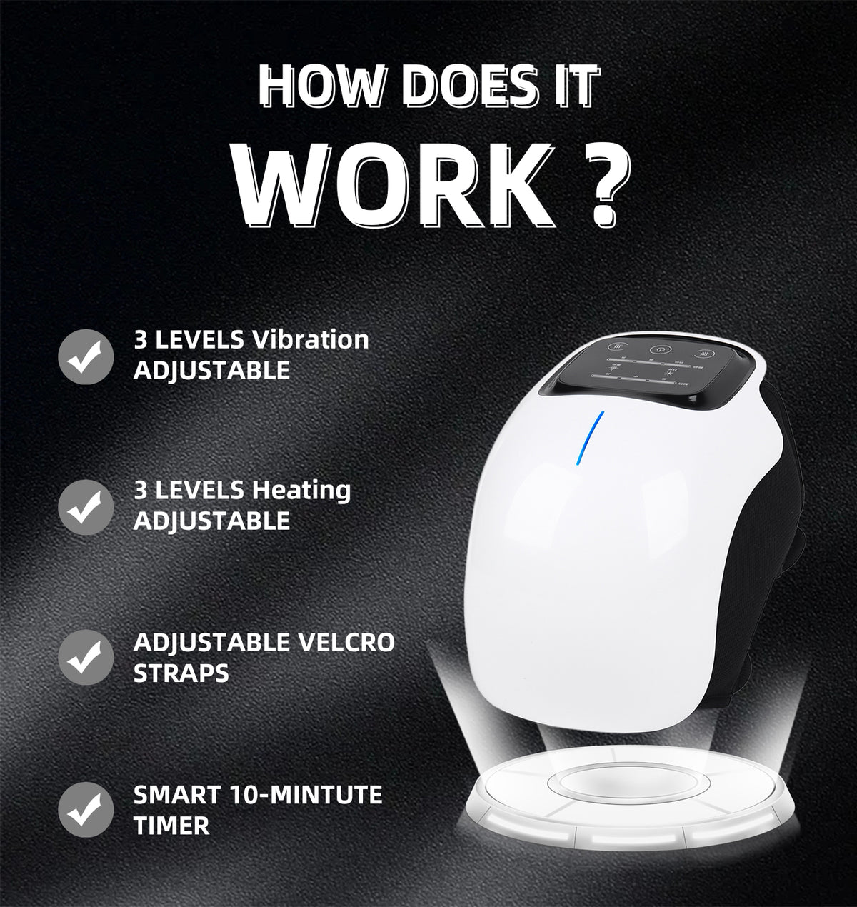 iKyoor Wireless Knee Massager with Heat Vibration Massage LED Screen Infrared Wellness Support