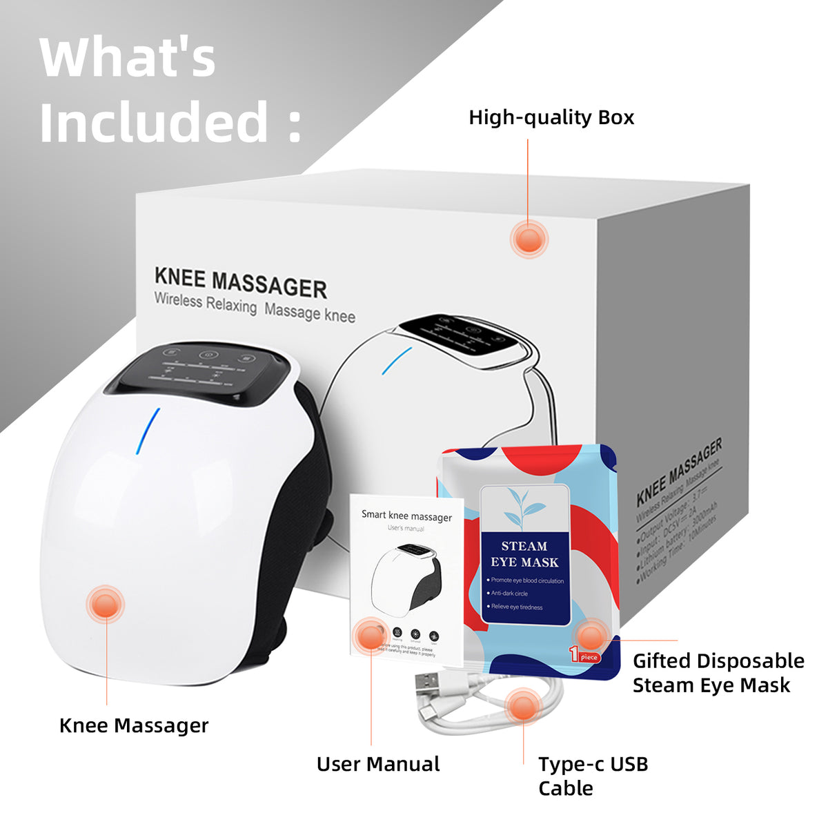 iKyoor Wireless Knee Massager with Heat Vibration Massage LED Screen Infrared Wellness Support