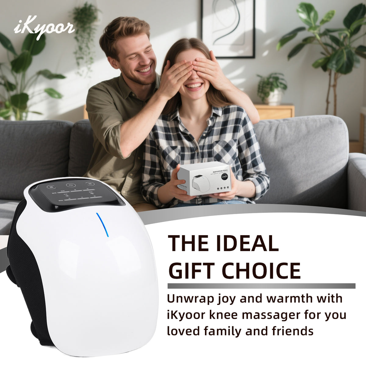 iKyoor Wireless Knee Massager with Heat Vibration Massage LED Screen Infrared Wellness Support