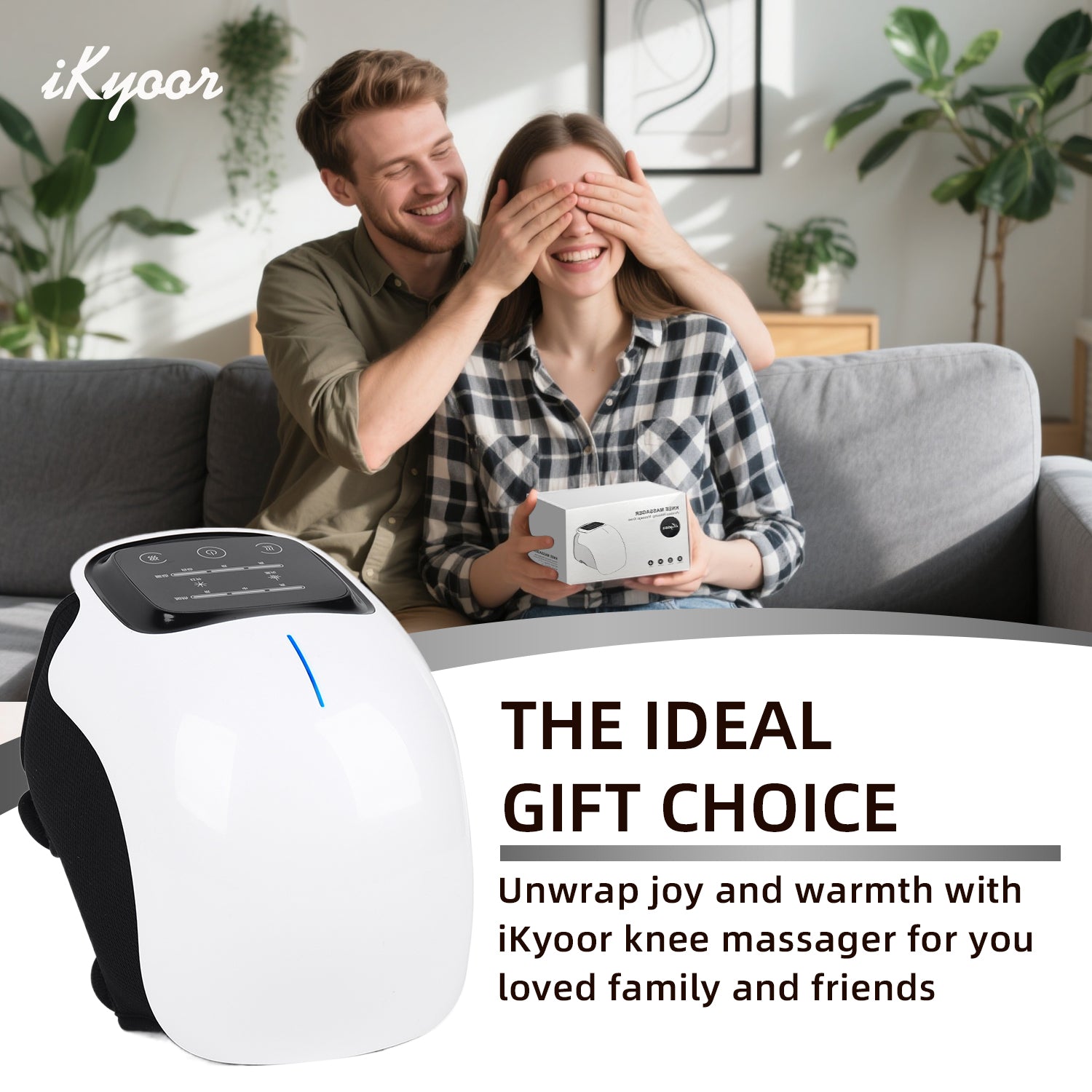 iKyoor Wireless Knee Massager with Heat Vibration Massage LED Screen Infrared Wellness Support
