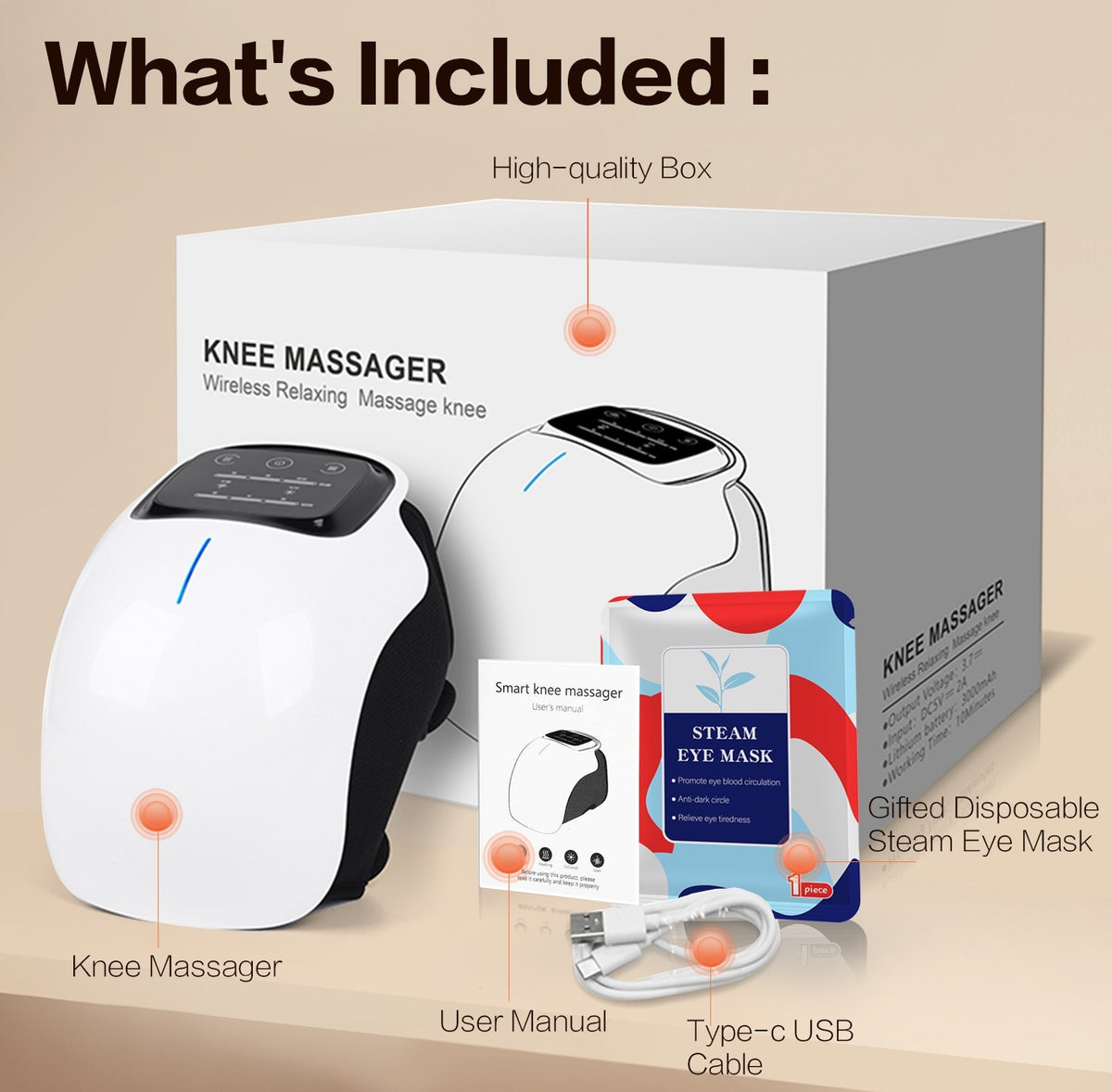 iKyoor Wireless Knee Massager with Heat Vibration Massage LED Screen Infrared Wellness Support