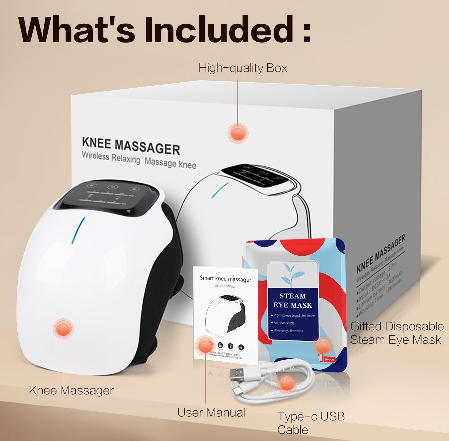 iKyoor Wireless Knee Massager with Heat Vibration Massage LED Screen Infrared Wellness Support