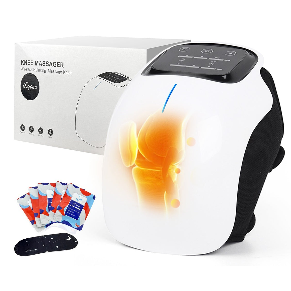 iKyoor Wireless Knee Massager with Heat Vibration Massage LED Screen Infrared Wellness Support