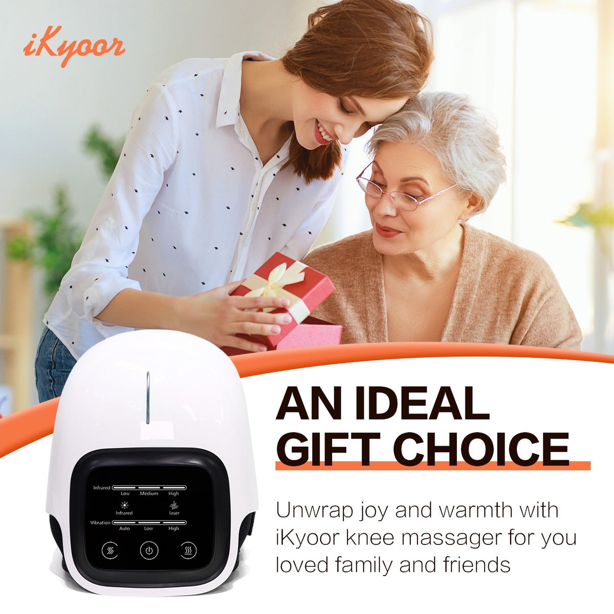 iKyoor Wireless Knee Massager with Heat Vibration Massage LED Screen Infrared Wellness Support