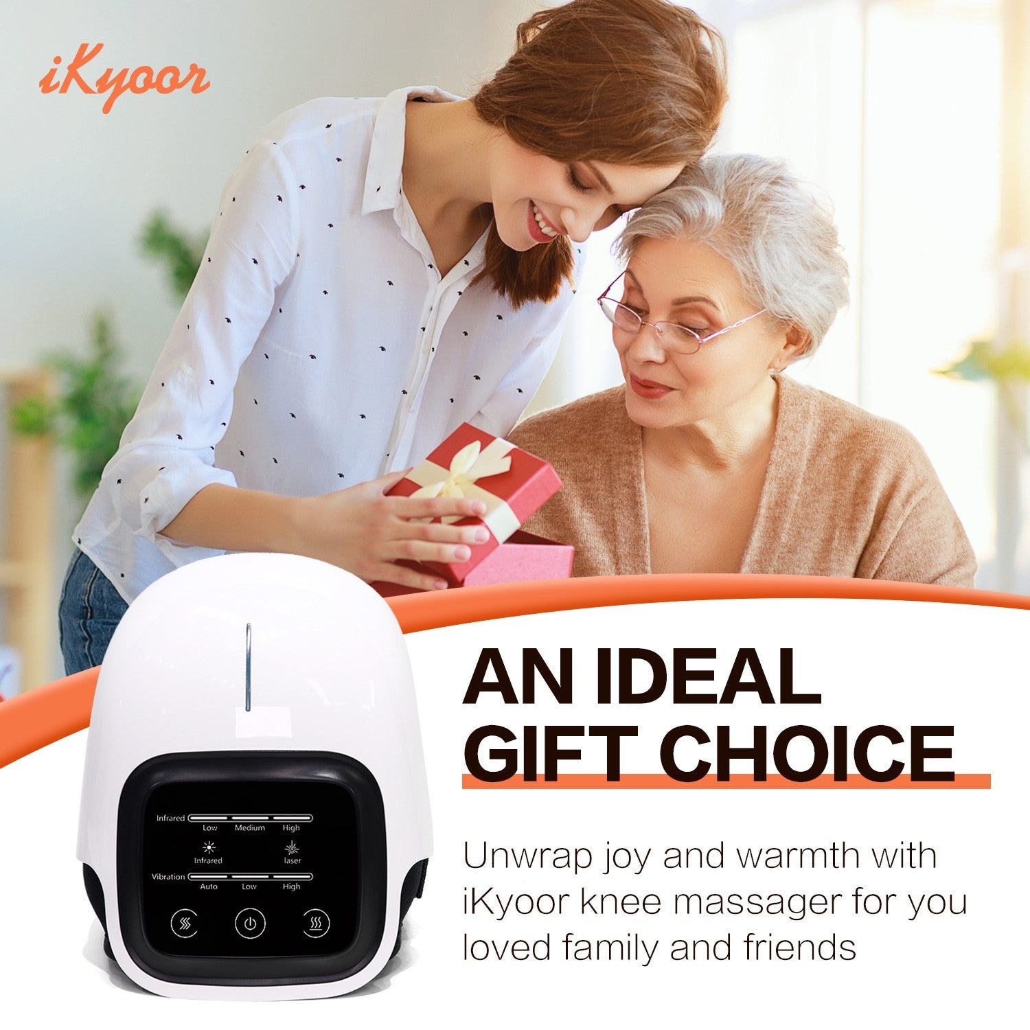 iKyoor Wireless Knee Massager with Heat Vibration Massage LED Screen Infrared Wellness Support