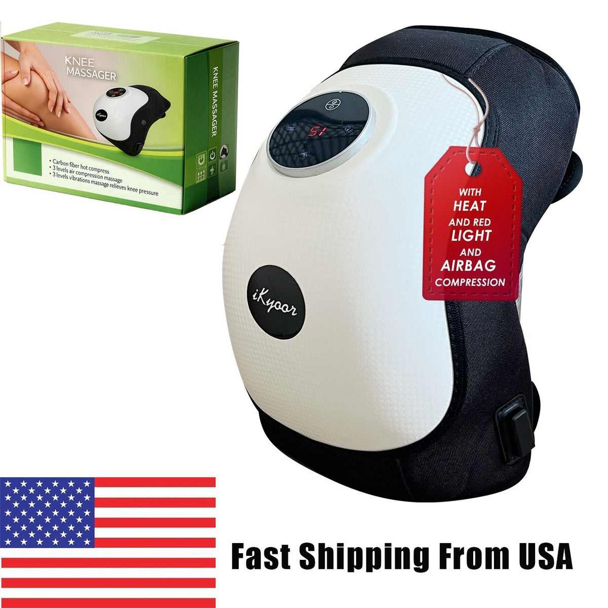 iKyoor Wireless Knee Massager for Comfort Support with Heat and Airbag Wave Compression
