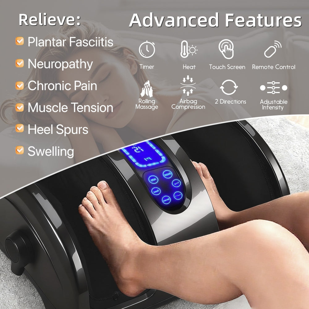 iKyoor Foot Calf Massager Shiatsu Kneading Heated with 360° Adjustable Handle LED Screen
